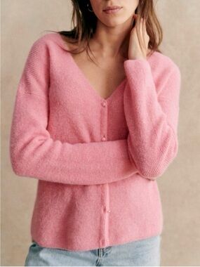 Sezane Barry Cardigan- Size XXS- Candy Pink- Super Kid Mohair Autumn Sweater